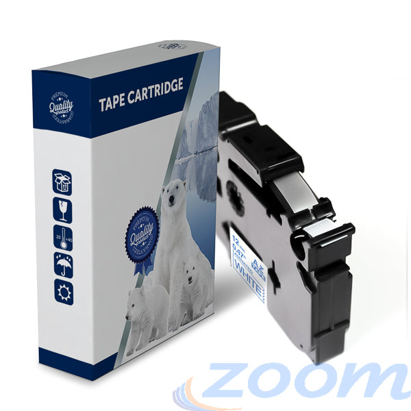 Premium Compatible Brother TZe233, TZ233 Blue Text on White Laminated Tape