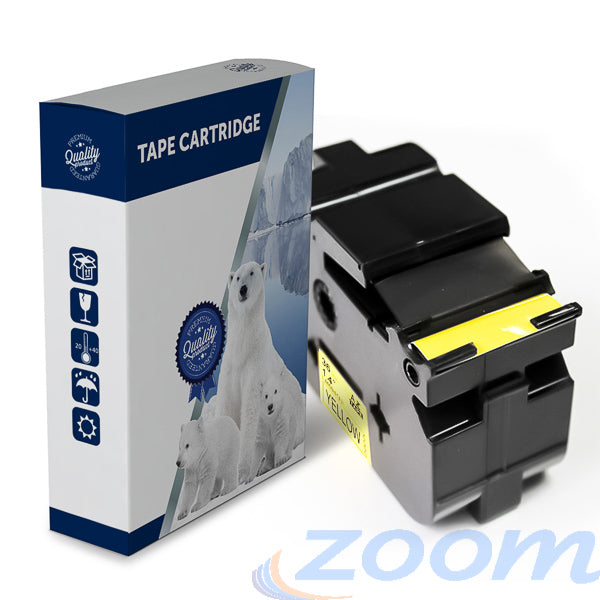 Premium Compatible Brother TZe661, TZ661 Black Text on Yellow Laminated Tape