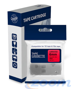 Premium Compatible Brother TZe411, TZ411 Black Text on Red Laminated Tape