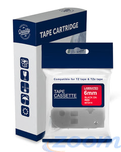 Premium Compatible Brother TZe415, TZ415 White Text on Red Laminated Tape