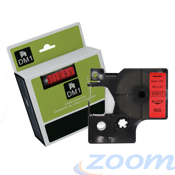 Premium Compatible Dymo SD40917 Black Text on Red Tape