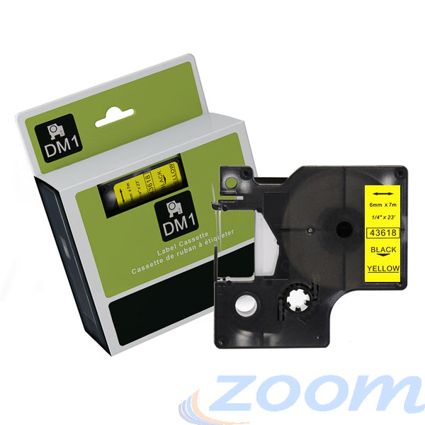 Premium Compatible Dymo SD43618 Black Text on Yellow Tape