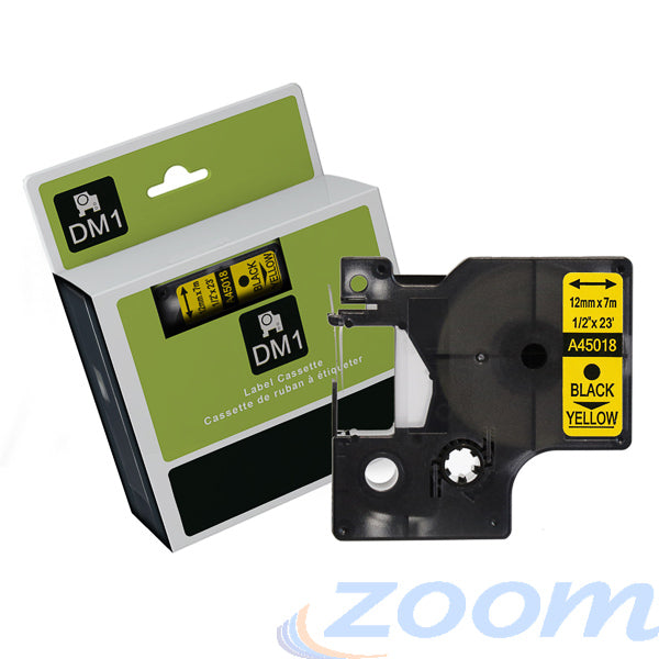 Premium Compatible Dymo SD45018 Black Text on Yellow Tape