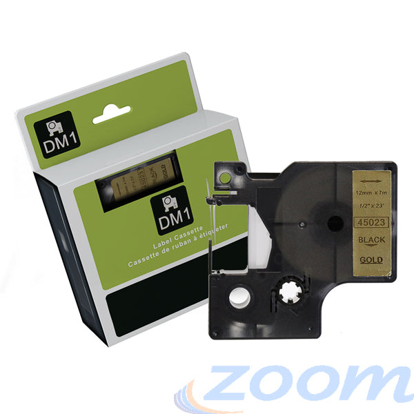Premium Compatible Dymo SD45023 Black Text on Gold Tape