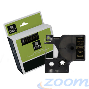 Premium Compatible Dymo SD45024 Gold Text on Black Tape