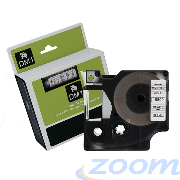 Premium Compatible Dymo SD45800 Black Text on Clear Tape
