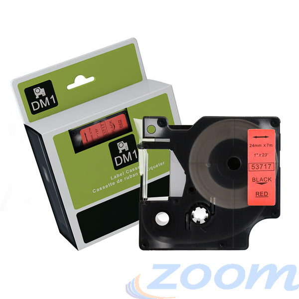 Premium Compatible Dymo SD53717 Black Text on Red Tape