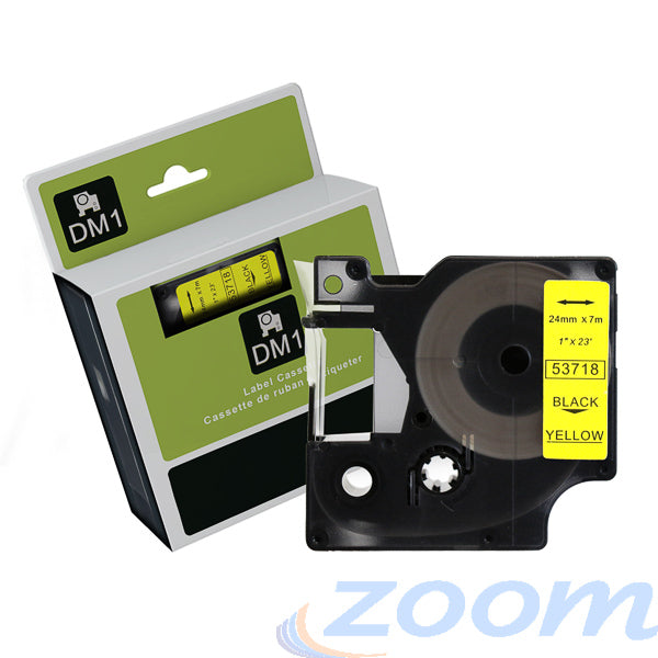 Premium Compatible Dymo SD53718 Black Text on Yellow Tape