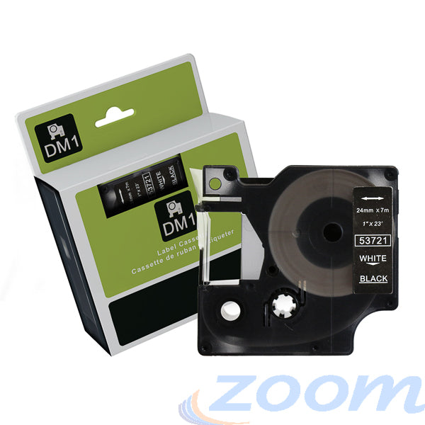 Premium Compatible Dymo SD53721 White Text on Black Tape