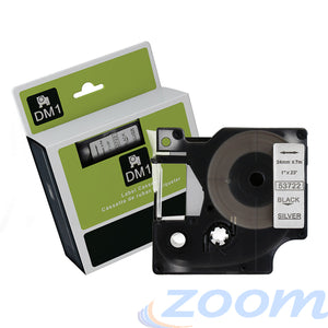 Premium Compatible Dymo SD53722 Black Text on Silver Tape