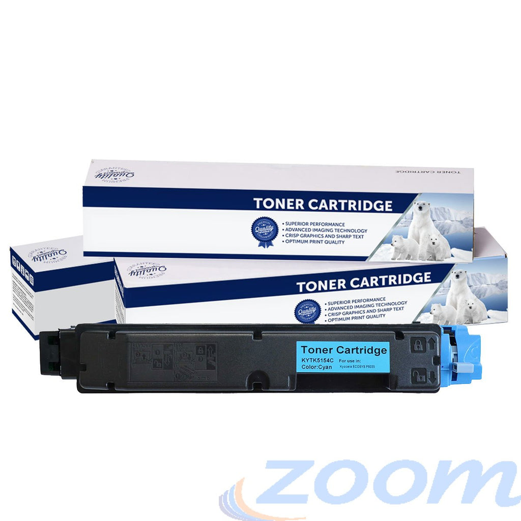 Premium Compatible Kyocera TK5154C Cyan Toner Cartridge + 1 Waste Container