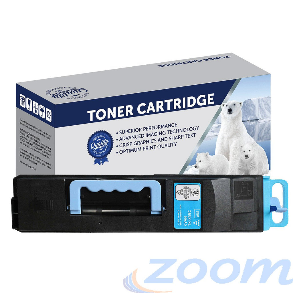Premium Compatible Kyocera TK859C Cyan Toner Cartridge + 1 Waste Container