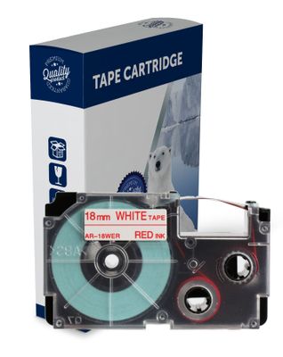 Premium Compatible Casio XR18WER Red Text on White Label Tape