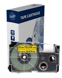 Premium Compatible Casio XR12YW Black Text on Yellow Label Tape