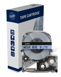 Premium Compatible Epson SC9BW Black Text on Blue Label Tape