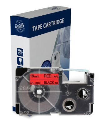 Premium Compatible Casio XR18RD Black Text on Red Label Tape