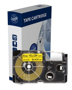 Premium Compatible Casio XR9YW Black Text on Yellow Label Tape