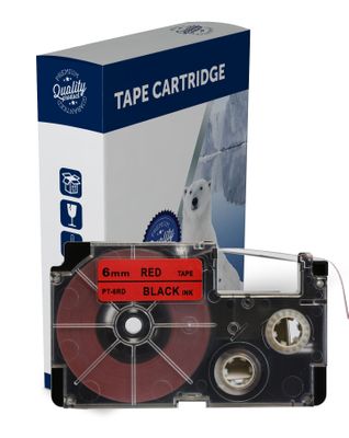 Premium Compatible Casio XR6RD Black Text on Red Label Tape