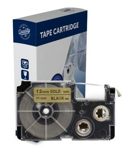 Premium Compatible Casio XR12GD Black Text on Gold Label Tape