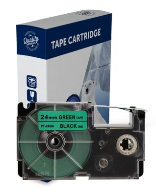 Premium Compatible Casio XR24GN Black Text on Green Label Tape