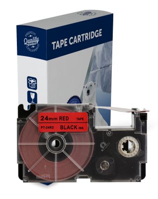 Premium Compatible Casio XR24RD Black Text on Red Label Tape