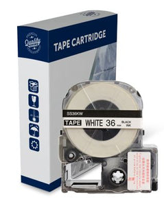 Premium Compatible Epson SS36KW, Black Text on White Label Tape