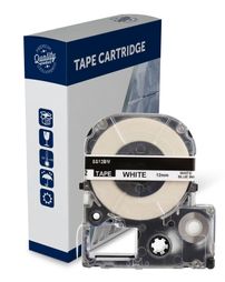 Epson SS12BW, Premium Compatible Blue Text on White Label Tape - 12mm Wide X 8 Metres Long