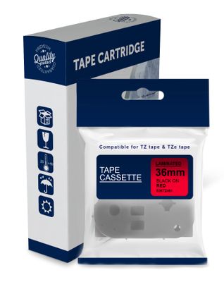 Premium Compatible Brother TZe461, TZ461 Black Text on Red Laminated Tape
