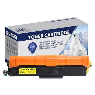 Brother TN257Y, TN253Y, Premium Compatible Yellow High Yield Toner Cartridge - 2,500 Pages